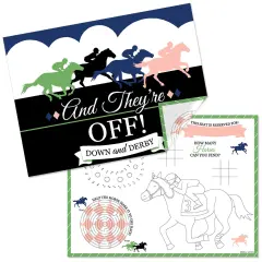 Big Dot of Happiness Kentucky Horse Derby - Paper Horse Race Party Coloring Sheets - Activity Placemats - Set of 16