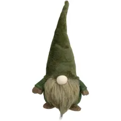 Northlight Chubby Sitting Gnome Christmas Figure - 17" - Green and Brown