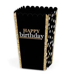 Big Dot of Happiness Adult Happy Birthday - Gold - Birthday Party Favor Popcorn Treat Boxes - Set of 12