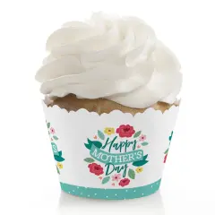 Big Dot of Happiness Colorful Floral Happy Mother's Day - We Love Mom Party Decorations - Party Cupcake Wrappers - Set of 12