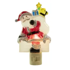 Northlight Santa in Chimney Frosted Christmas Night Light - 6.25" Red