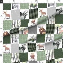 Various Fabrics by the Yard or Fat Quarter Woodland Animals Forest Cheater Quilt Bear Fox Moose Wholecloth Green Brown Topper Custom Printed Fabric by Spoonflower