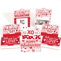 Big Dot of Happiness Assorted Happy Valentine's Day - Valentine Hearts Party Money and Gift Card Holders - Set of 8