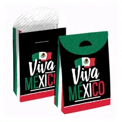 Big Dot of Happiness Viva Mexico - Mexican Independence Day Gift Favor Bags - Party Goodie Boxes- Set of 12