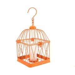 Melrose 10" Tropicalia Bright Orange Tangerine Bird Cage Tea Light Candle Holder