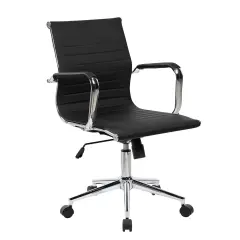 Techni Office Solutions 3' Black and Metallic Silver Modern Medium Back Executive Office Chair