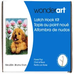 Wonderart Latch Hook Kit 15"X20"-Flower Pup
