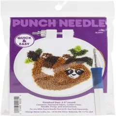 Design Works Punch Needle Kit 3.5" Round-Sloth