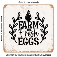 DECORATIVE METAL SIGN - Farm Fresh Eggs - 4 - Vintage Rusty Look