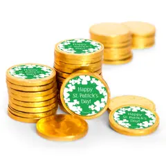 80ct St. Patrick's Day Candy Chocolate Coins Party Favors (80 Pack) - Clovers - By Just Candy