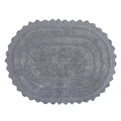 Contemporary Home Living 17" x 24" Gray Small Oval Home and Bathroom Essentials Crochet Bath Mat