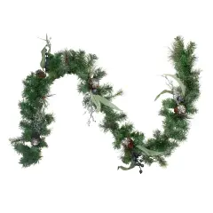 Northlight Iced Pine and Blueberries Artificial Christmas Garland - 6' x 12" - Unlit Green