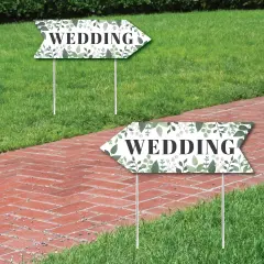 Big Dot of Happiness Boho Botanical Wedding Reception Signs - Greenery Wedding Sign Arrow - Double Sided Directional Yard Signs - Set of 2 Signs