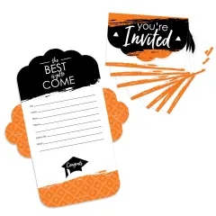 Big Dot of Happiness Orange Grad - Best is Yet to Come - Fill-In Cards - Orange Graduation Party Fold and Send Invitations - Set of 8
