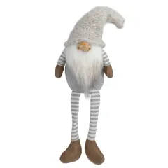 Northlight Dangling Leg Sitting Gnome Christmas Figure - 7.5" - Gray and Beige