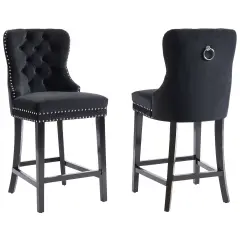Contemporary Home Living Set of 2 Black Contemporary Counter Stools 42.25"