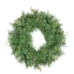 Northlight Mixed Pine and Glittered Berry Artificial Christmas Wreath - 24-Inch, Unlit Green