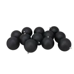 Northlight Matte Shatterproof Christmas Ball Ornaments - 4" (100mm) - Jet Black - 12ct