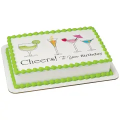 Birthday Cheers Edible Cake Topper Image 1/4 sheet