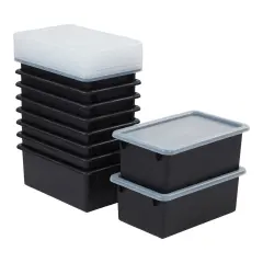 Cubby Storage Bin with Lid, Multipurpose Organization, 10-Pack Black