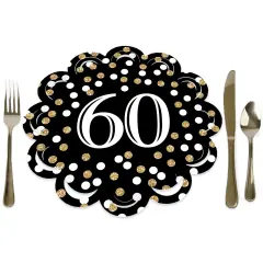 Big Dot of Happiness Adult 60th Birthday - Gold - Birthday Party Round Table Decorations - Paper Chargers - Place Setting For 12
