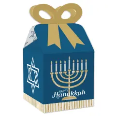 Big Dot of Happiness Happy Hanukkah - Square Favor Gift Boxes - Chanukah Holiday Party Bow Boxes - Set of 12