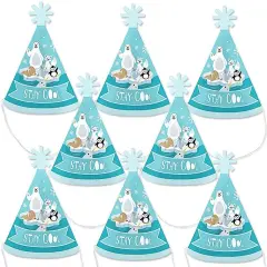 Big Dot of Happiness Arctic Polar Animals - Mini Cone Winter Baby Shower or Birthday Party Hats - Small Little Party Hats - Set of 8