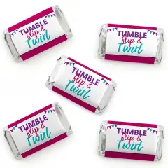 Big Dot of Happiness Tumble, Flip & Twirl - Gymnastics - Mini Candy Bar Wrapper Stickers - Birthday Party or Gymnast Party Small Favors - 40 Count