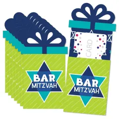 Big Dot of Happiness Blue Bar Mitzvah - Boy Party Money and Gift Card Sleeves - Nifty Gifty Card Holders - Set of 8