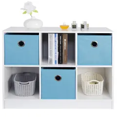 6 Cube Storage Cabinet Shelves Basic Bookcase Boxes Bookshelf.