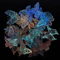 45 Pieces Holographic Glitter Butterfly Stickers, Vintage Butterfly Waterproof Transparent Decorative Decals, PET Adhesive Sticker Label for Scrapbooking Bullet Journal Daily Planner Water Bottles Laptops