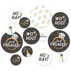 Big Dot of Happiness Just Engaged - Black and White - Engagement Party Giant Circle Confetti - Party Decorations - Large Confetti 27 Count