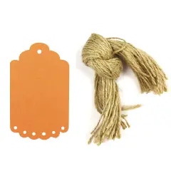 Wrapables 50 Gift Tags/Kraft Hang Tags with Free Cut Strings for Gifts, Crafts & Price Tags, Small Scalloped Edge, Orange