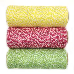 Wrapables Cotton Baker's Twine 4ply 330 Yards (Set of 3 Spools x 110 Yards) for Gift Wrapping, Party Decor, and Arts and Craft (Yellow, Red & Hot Pink, Light Green)