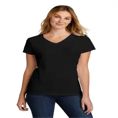 Ladies Tri-Blend Short Sleeve V-Neck Tee For Adult Black