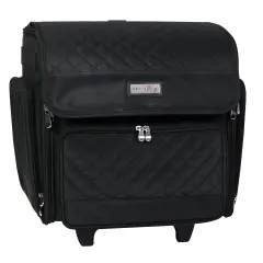 Deluxe Collapsible Rolling Scrapbook Case, Black Quilted