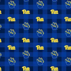 Sykel Enterprises-University of Pittsburgh Fleece Fabric-Pitt Panthers Buffalo Plaid Fleece Blanket Fabric-Sold by the yard