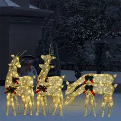6 pcs Christmas Reindeers with White Mesh Gold