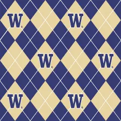 Sykel Enterprises-University of Washington Fleece Fabric-Washington Huskies Argyle Fleece Blanket Fabric-Sold by the yard