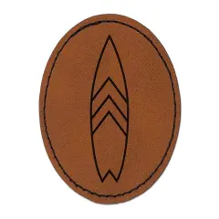 Stylish Surfboard Round Iron-On Engraved Faux Leather Patch Applique - 2.5" Brown