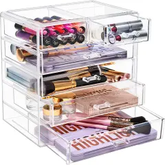 Sorbus Acrylic Makeup & Jewelry Organizer Storage Case- (4 Large, 2 Small Drawers) Clear