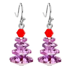 Kitcheniva Colorful Crystal Christmas Tree Earrings Dangle Purple