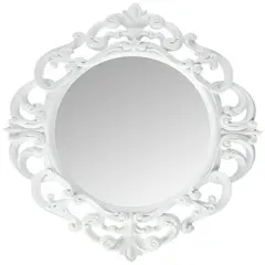 11.5 x 15 Inch Kole Imports Oval Vintage Wall Mirror, White