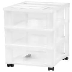 IRIS USA 3 Drawer Rolling Storage Cart with Organizer Top, White