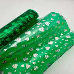 Emerald Holographic Heart Clear Vinyl