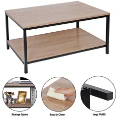 Coffee Table Rectangular Tea Table w/Storage Shelf Durable Cozy.