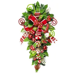 33" Christmas Peppermint Swag - Handcrafted Christmas Decorations - Holiday Tree