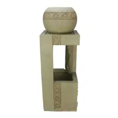 Northlight 27.75" Beige Floral Bowl Sphere Outdoor Patio Garden Water Fountain