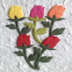 50 Roses rose Diecut Handmade Mulberry Paper .