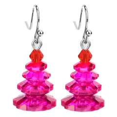 Kitcheniva Colorful Crystal Christmas Tree Earrings Dangle Pink